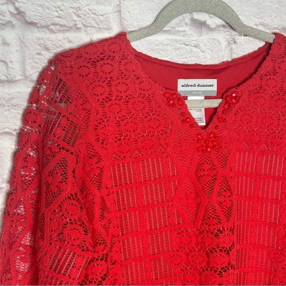 Alfred Dunner Coral Crochet Blouse NWT - Picture 5 of 11